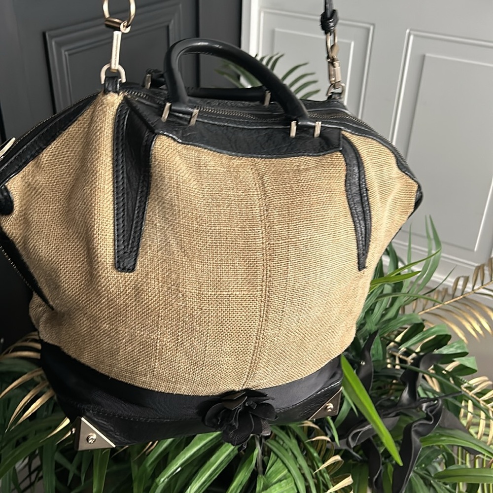 ALEXANDER WANG Emile jute and black leather  Bag